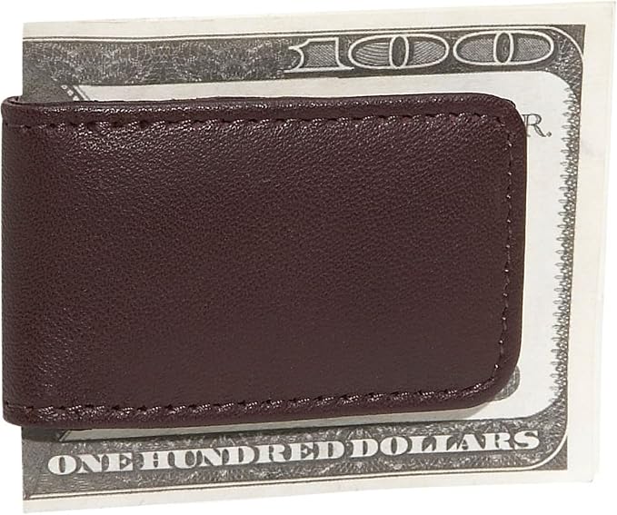 Royce Leather Magnetic Money Clip In Genuine Leather With Suede Lining Money Belt, Burgundy