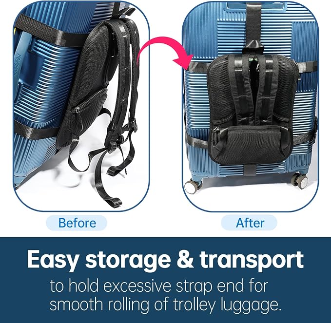 Heavy-Duty Backpack Carrying Straps System for 22-30 Inch Suitcase Luggage Hardcase for Adventure Travel Cobble Stone Street Stair - L,Purple