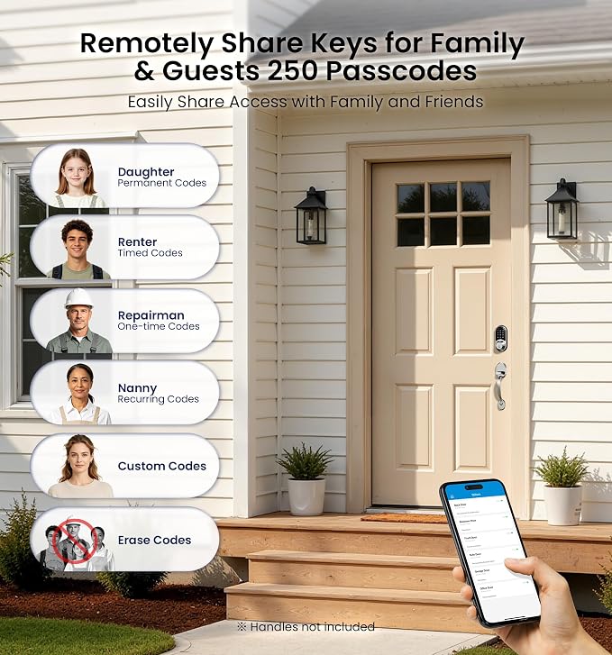 Veise RZ07 Fingerprint Smart Lock, 7-in-1 Smart Locks for Front Door, Keyless Entry Door Lock with App Control & Auto-Lock, Biometric Electronic Touchscreen Keypad Deadbolt, Satin Nickel