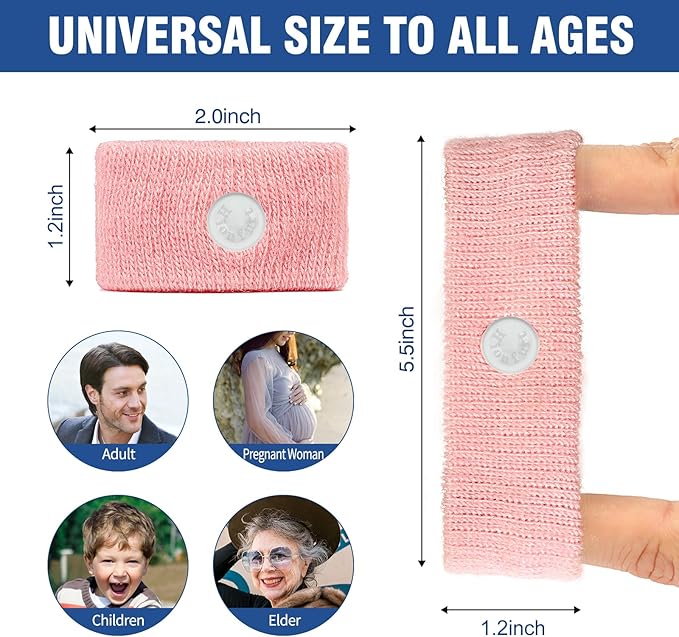 Hionfurt Motion Sickness Bands Anti Nausea Wristband for Adult and Kids Morning Sickness Relief for Pregnant Women Acupressure Nausea Relief for Car, Sea, Air Sickness - 2 Pairs Pink, Pink
