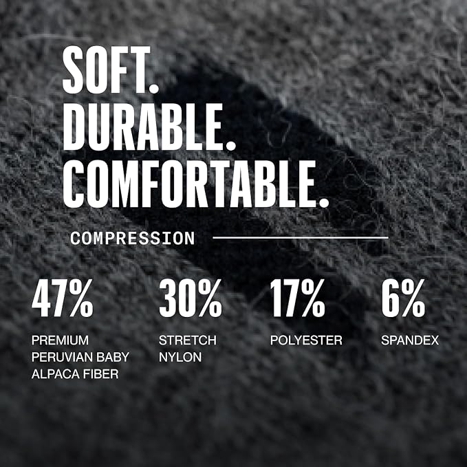 HOLLOW Alpaca Compression Socks for Women & Men Standard & Wide, 15-20 mmHg, Circulation Support, Moisture Wicking, Knee High