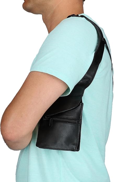 CTM Unisex Leather Travel Shoulder Wallet