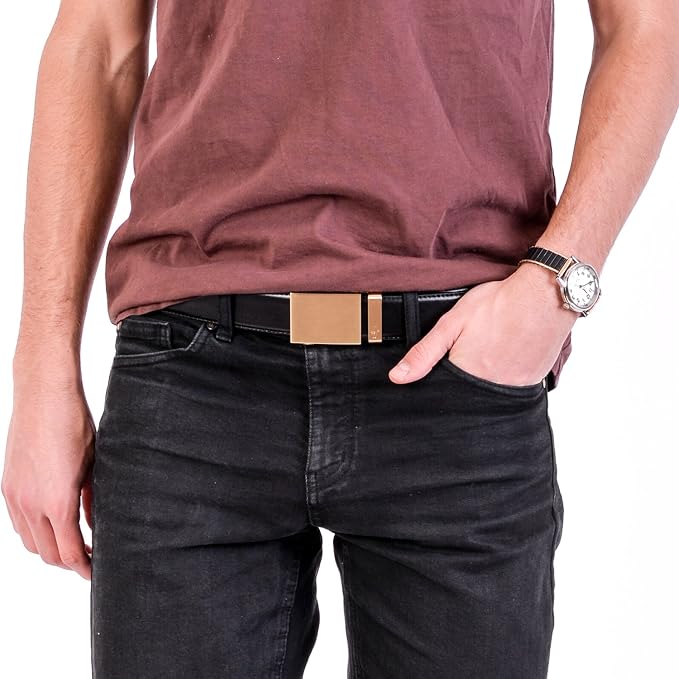 Mission Belt Men's Leather Ratchet Belt, 40mm Metal Collection
