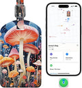 Luggage Tags Built-in Anti-Loss Tracker & Luxury Leather(Mushroom) | for Suitcase, Travel Bags, Backpacks, Travel Organizer for Lost Baggage Prevention