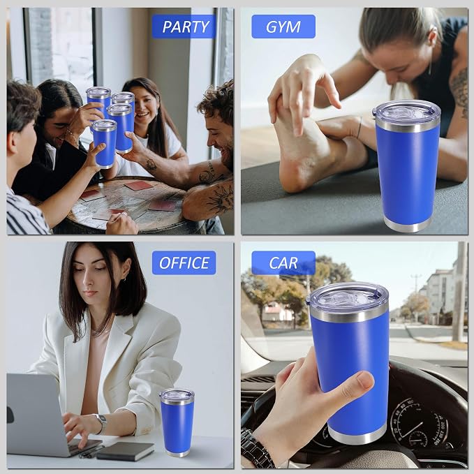 AIANJI 20oz Tumbler Bulk Stainless Steel Tumblers with Lid Vacuum Insulated Double Wall Travel Coffee Mug Powder Coated Tumbler Cup for Hot and Cold Drinks(Mix Color, 12 pack)