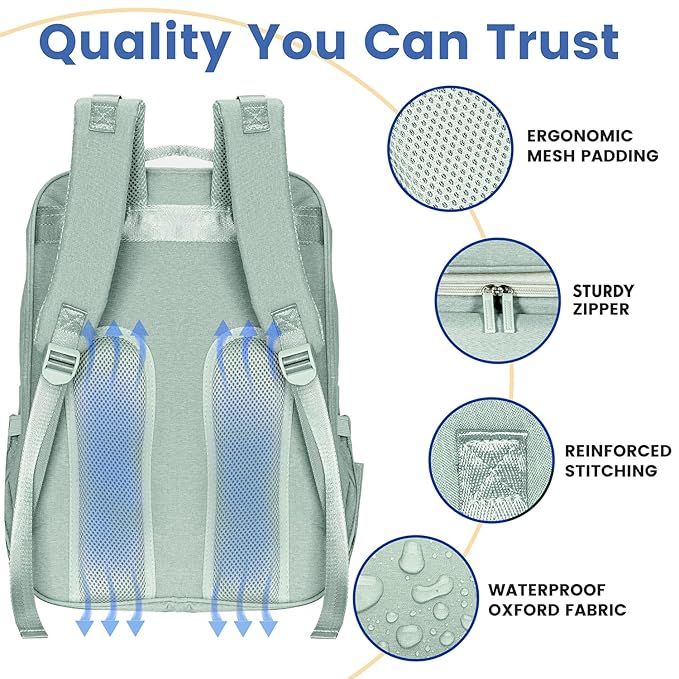 PILLANI Baby Diaper Bag Backpack - Baby Bag for Boys & Girls, Large Waterproof Diaper Backpack - Toddler Diaper Bag with Changing Pad, Boy Baby Shower Gifts for Mom - Newborn Stuff, Baby Essentials