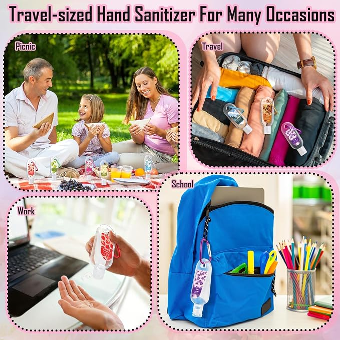 24 Pack Scented Hand Sanitizers Keychain Gift Flower Scented Mini Hand Sanitizer Bulk 1 oz Travel Size Set Thank You Gift for Teacher Nurses Team Doctors Coworker Back to School Party Supplies