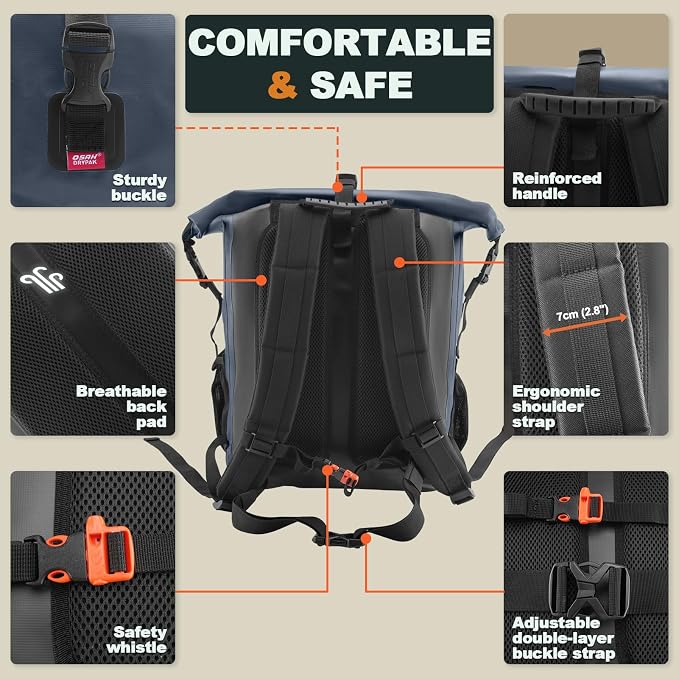 OSAH DRYPAK Waterproof Backpack Dry Bag 35L/55L/85L – Heavy Duty Roll-Top Hiking Backpack Sack Keeps Gear Dry for Travel, Kayaking, Boating, Camping, Rafting and Fishing