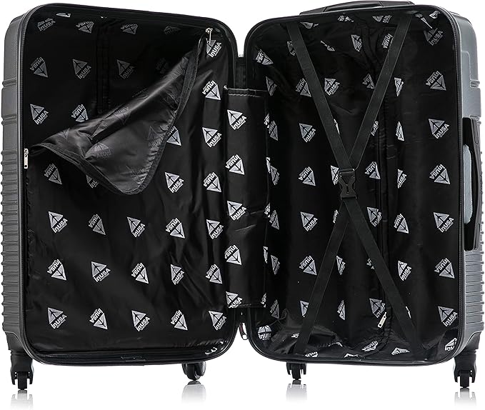 InUSA RESILIENCE Luggage with Spinner Wheels | Durable Lightweight Hardside Spacious Travel Bag with Handle and Trolley | 24-Inch Medium Checked Luggage | Charcoal