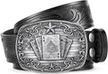 SANSTHS Western Cowboy Belts for Men Women, Mens Western Belt Bull Buckle Country Belt Cowboy Leather Belt for Jeans