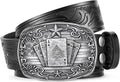 SANSTHS Western Cowboy Belts for Men Women, Mens Western Belt Bull Buckle Country Belt Cowboy Leather Belt for Jeans