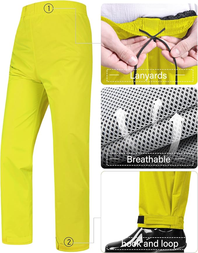 iCreek Rain Suit Waterproof Jacket and Pants Hi Vis Raincoat for Men and Women Reflective Outdoor for All-Sport Work