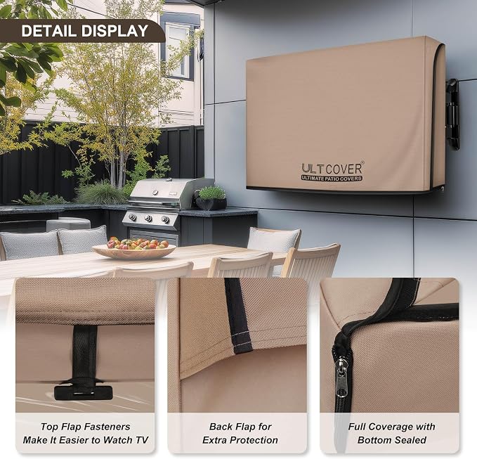 ULTCOVER Waterproof Outdoor TV Cover with Clear Front Flap for 46-49 inch Outside Flat Screen Televisions