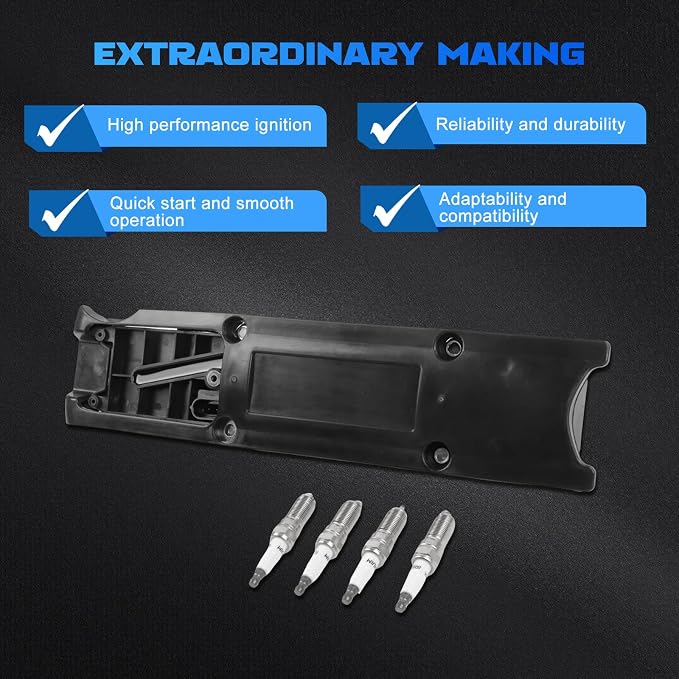 UF391 Ignition Coils & 4PCS 5019 Iridium Spark Plugs Ignition Coils Pack Fits for 2002-2005 Cavalier Grand Am Sunfire, 2002-2004 Alero, 2003-2007 Ion 2.2L Coil Pack Set