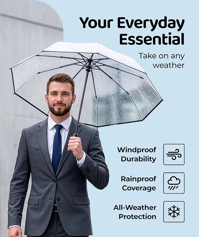 Repel Windproof Travel Umbrella - Compact & Withstands Winds up to 100MPH , Strongest Premium Auto Folding Umbrella for Rain and Sun - Durable, Light & Portable for Women & Men , Fits Backpack & Cars
