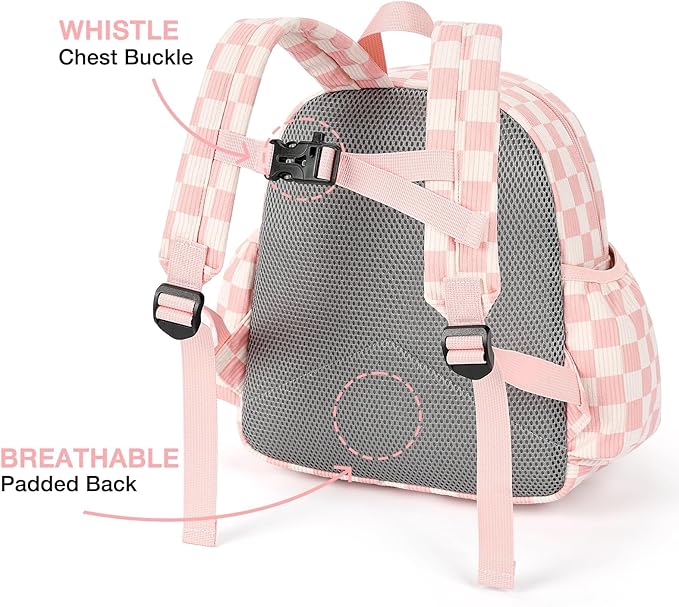 STEAMEDBUN Corduroy Toddler Backpack for Girls 2-4: Kids backpack for Boys Girls - 12 inch Preschool Kindergarten Backpacks - Checkerboard