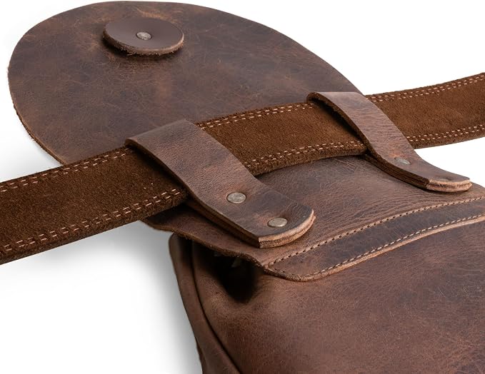 Bushcraft Bag, Portable Safe Pouch for Securely Storing Money, Coins, Bills, Valuables, Full Grain Leather, Handmade, Bourbon Brown