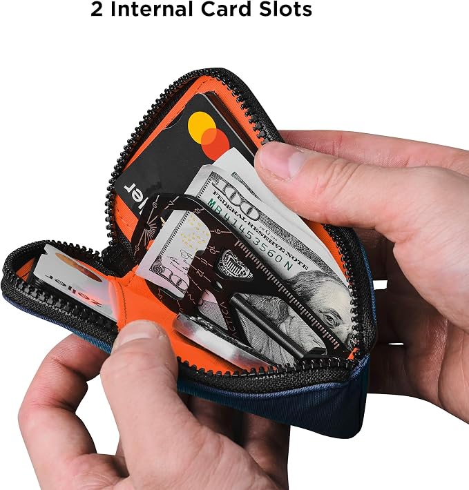 ALPAKA Zip Card Pouch - Card Wallet and Coin Pouch - Holds 12-20 Cards and Cash Holder with Blue Axoflux, RFID Blocking Weatherproof Material