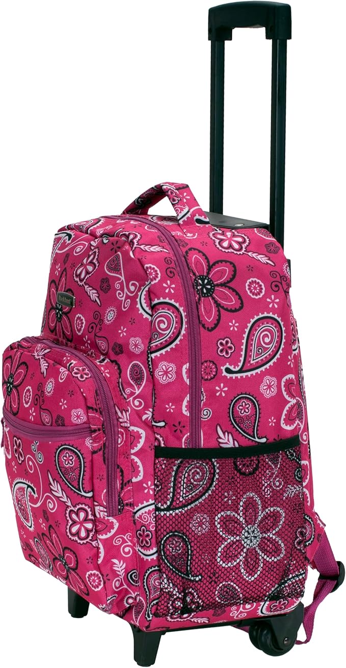 Rockland Double Handle 17" Rolling Backpack, Bandana