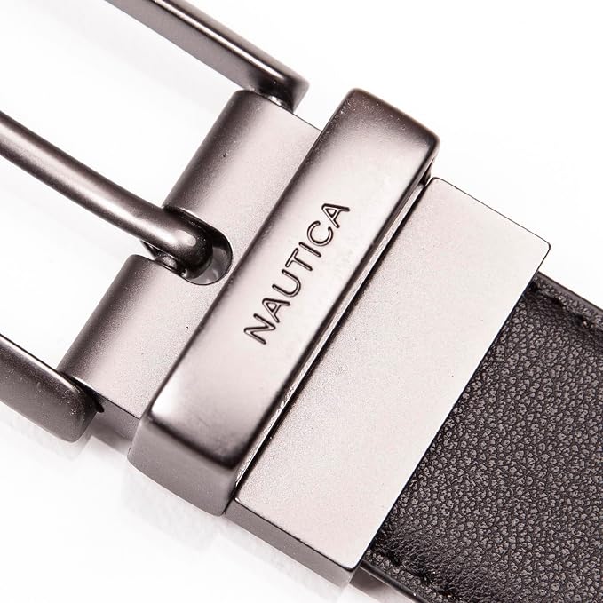 Nautica Men's Reversible Leather Belt | 2-in-1 | Classic | Everyday | Business | Work | Dress | Casual | Metal Buckle