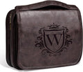 Personalized Gifts 3-in-1 Hanging Travel Toiletry Bag for Men, Laser-Engraved Initial Waterproof PU Leather Shaving Bag Valentines Easter Birthday Gifts for Men Dad Husband Son Dark Brown W