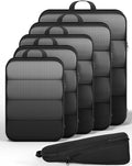 Veken 6/9/11 Set Compression Packing Cubes for Travel Essentials,Compressible Expandable Large Luggage Suitcase Organizer Bags for Clothing,Durable Space Saver Storage Bags(Black)