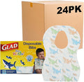 Glad for Kids Shark Disposable Paper Bibs with Crumb Catcher Pocket, Absorbent Leakproof Design, 30 Count, 24 Pack