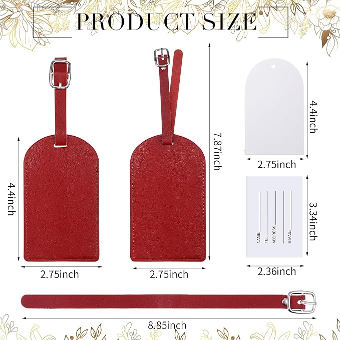 Amylove 48 Sets Leather Luggage Tags Bulk Wedding Favors Luggage Tags for Guests Bridal Gifts Wedding Bridal Shower Gift PU Leather with Name ID Card Tag for Guests