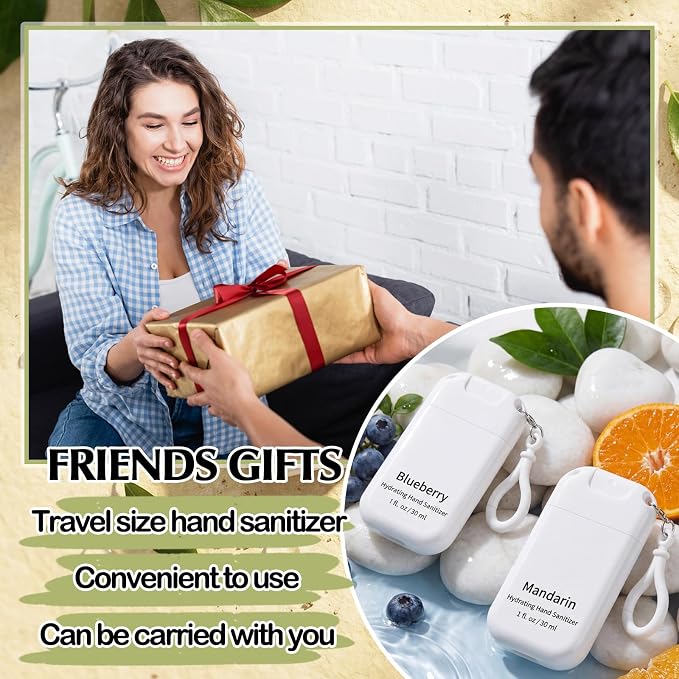 24 Pack White Mini Hand Sanitizer Spray Keychain Thank You Hand Sanitizer Mist Travel Size Bulk Employee Appreciation Gift for Team Coworker Scent Moisturizing Hydrating for Gym Purse Backpack