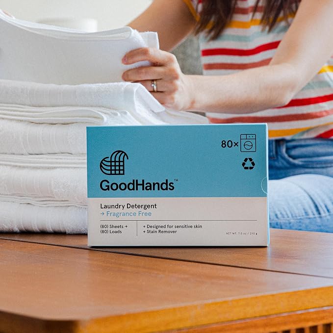 GoodHands Laundry Detergent Sheets – Tough on Stains, Gentle on Skin – Travel Size Laundry Detergent, Unscented, Eco-Friendly & Hypoallergenic – 4 Boxes (320 Loads)