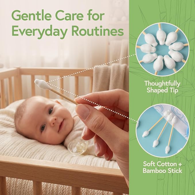 Jenvita 100% Bamboo Cotton Swabs for Ears (5000-Pack) - Perfect for Baby & Personal Care | Double-Tipped Ear Swab Cotton for Makeup & Cleaning | FSC Certified & Hypoallergenic, Made for All Ages & Pet