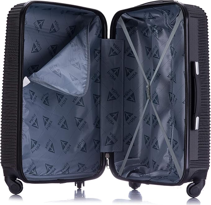 InUSA ROYAL Hardside Spinner Luggage with Ergonomic Handles | Spacious Travel Suitcase with Four Spinner Wheels and Studs | 28 Inch Large Hardside Spinner Luggage | Black