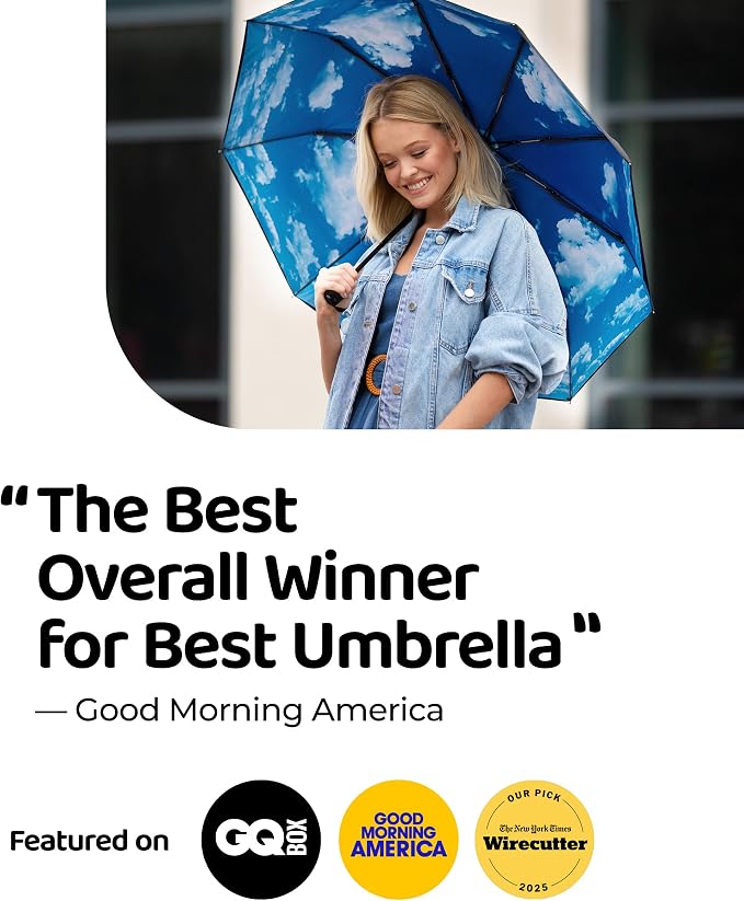Repel Windproof Travel Umbrella - Compact & Withstands Winds up to 100MPH , Strongest Premium Auto Folding Umbrella for Rain and Sun - Durable, Light & Portable for Women & Men , Fits Backpack & Cars