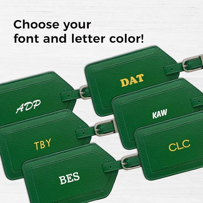 Personalized Monogrammed Leather Luggage Tags - 3 Pack
