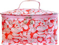 Jacaranda Living Vanity Cosmetic Bag – Structured Makeup Case with Handle, Water-Resistant PVC Lined Cotton, Travel Toiletry Organizer – Pebble Polka Dot