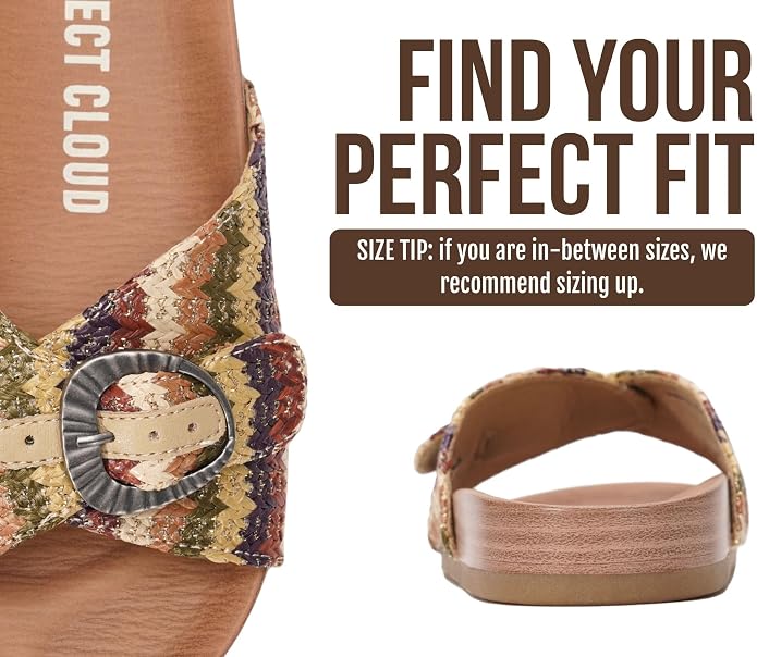 Project Cloud Womens Sandals - Adjustable Buckle Sandals for Women 2026 with Plush Insole - Lightweight & Non Slip Slides for Women Footwear