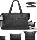 TOPEAST Foldable Travel Bag for Men & Women, 65L Weekender Overnight Duffle Bag for Travel, Expandable Airline Approved Carry-On with Shoe Compartment, Lightweight Personal Item Bag, Water-resistant