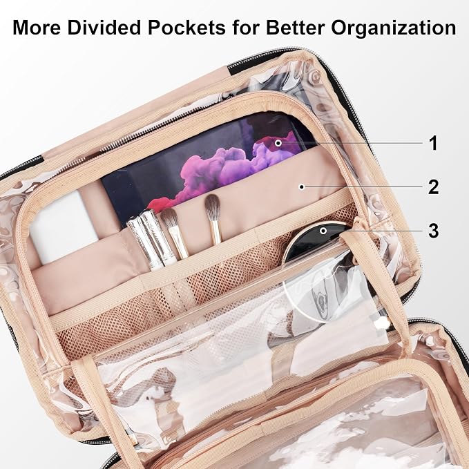 Everfun Travel Toiletry Bag with Hanging Hook and Leakproof Wet/Dry Compartments, Large Capacity Makeup Cosmetic Organizer for Women, 11x7.75x4.5 Inch, Black
