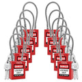 TRADESAFE Lockout Tagout Steel Cable Locks with Keys - 10 Red Keyed Alike Unlimited Grouping Electrical Lockout Padlock Set, 2 Keys Per Lock, Premium Grade Loto Locks, OSHA Compliant