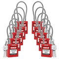 TRADESAFE Lockout Tagout Steel Cable Locks with Keys,10 Red Keyed Different Electrical Lockout Padlock Set, 2 Keys per Lock, OSHA Compliant, Premium Grade