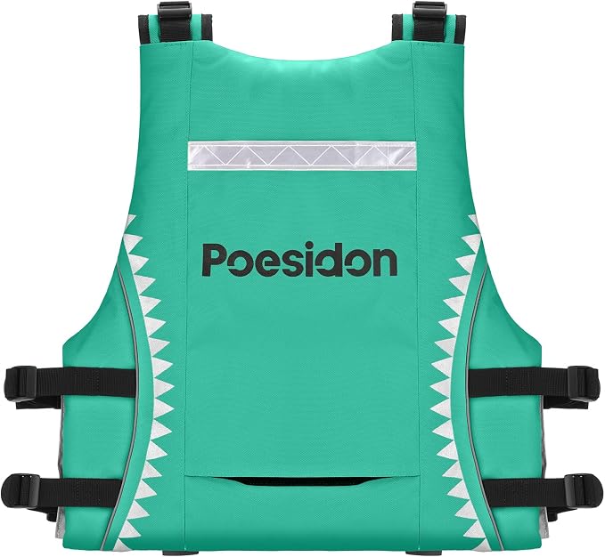 Poseidon Adjustable Water Safety Life Jacket - Classic Unisex Design with Front/Rear Storage Compartments for Multiple Water Activities