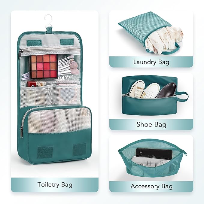 10 Set Compression Packing Cubes for Travel Essentials,Compressible Expandable Packing Cubes for Suitcase,OlarHike Luggage Garment Bags for Travel,Handy Helper for Organizing Clothes(Dark Blue Green)