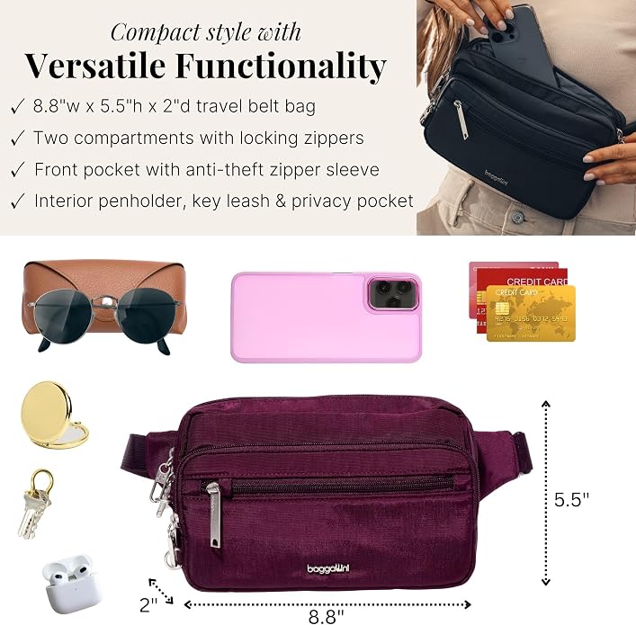 Baggallini Securtex Anti-Theft Belt Bag