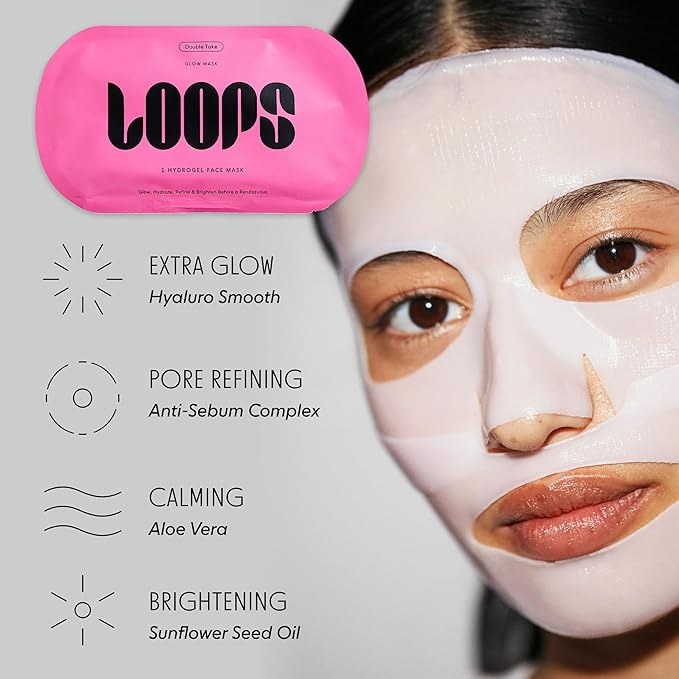 LOOPS VARIETY LOOP KIT - The Best Hydrogel Korean Face Masks for Every Skin Moment - Loops Face Mask - 5 Masks for Hydrating, Detoxifying, Repairing, Soothing, and Rejuvenating - All Skin Types 5pc
