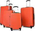 InUSA ROYAL Hardside Luggage Set with Spinner Wheel | Spacious Travel Suitcases with Ergonomic GEL Handle and Studs | (20/24/28/32) 4 Piece Luggage Set | Orange