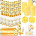 Loopeer 30 Set/150 Pcs Bee Theme Baby Shower Favors for Guests Gifts Hand Cream Lip Balm Soap Party Favors Travel Size with Bags, Thanks You Card for Games Prizes Souvenirs