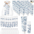 Loopeer 24 Sets Blue Floral Bridal Shower Hand Cream and Lip Balm Gift Bulk Blue Flower Wedding Favors Travel Size Hand Lotion and Lip Balm Wedding Bridal Baby Shower Party Supplies for Guests