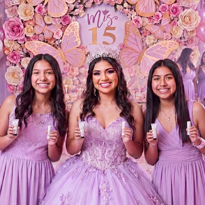 Leelosp 100 Pcs/50 Sets Purple Quinceanera Party Favor Gifts for Guests 15th Thank You Gifts Girl Hand Cream and Lip Balm Sweet 15th Birthday Party Favors for Guests