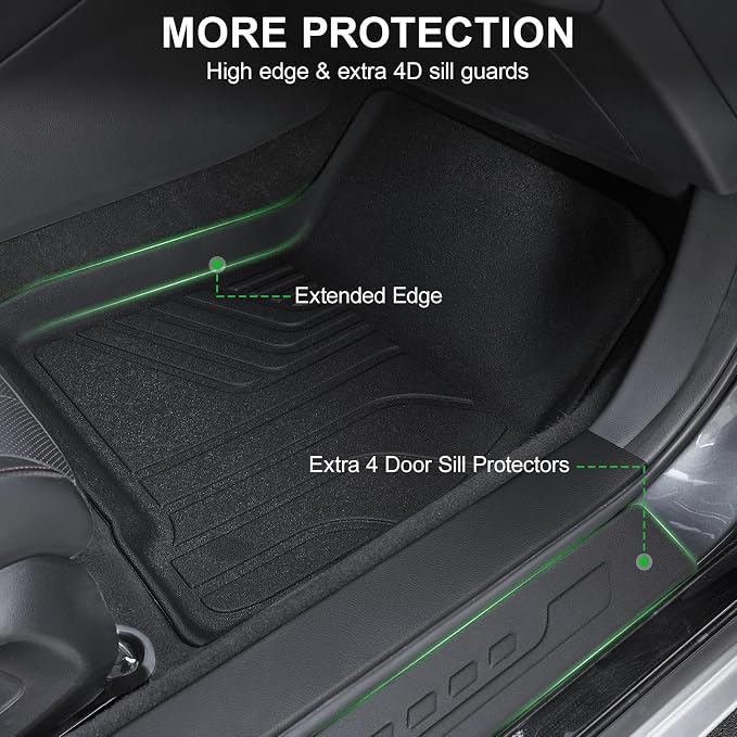 Floor Mats for Honda Accord 2023-2025 2026 (Include Gasoline & Hybrid), TPE All Weather Durable Floor Liners Door Sill Guards for Honda Accord Accessories