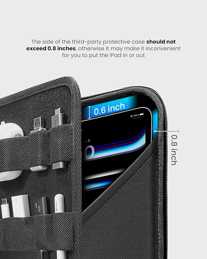 tomtoc Portfolio Case for 2026 13 Inch iPad Air M4, M3&M2, iPad Pro M5/M4, 12.9'' iPad Pro M2/M1, Protective Sleeve with Accessories Pocket, Carrying Storage Bag for Pencil Pro/Adapter/Magic Keyboard